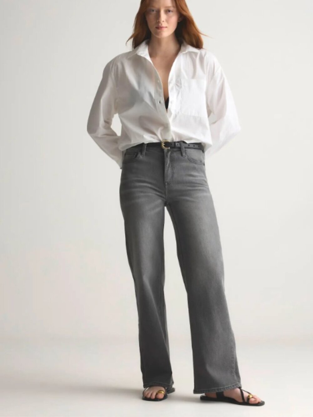 Quince Size 26 Bella Stretch Relaxed Straight Jeans in Stonewashed Grey NEW!